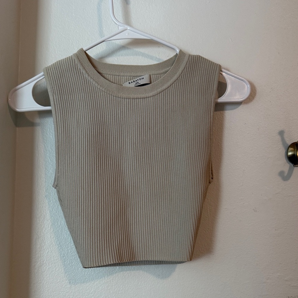 Babaton Ribbed Sleeveless Top in Cream